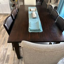 9 Piece Sold Wood Dining Room Set Seats 8