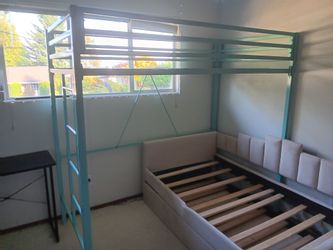 Twin sized loft bed teal