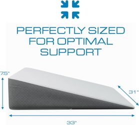 Over size Extra Wide Bed Wedge Pillow | Extra Large Memory Foam Top and Jacquard Cover Wedge (31 x 33 x 7.5)