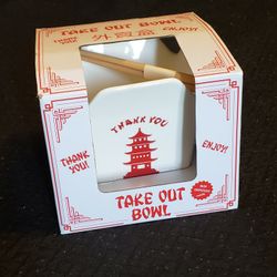 Ceramic Take Out Bowl with Chopsticks 