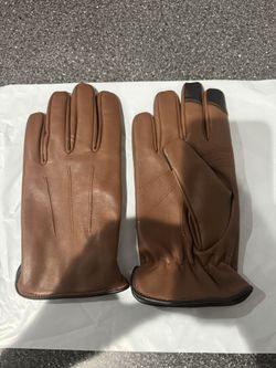 New Brown Leather Police Winter Gloves