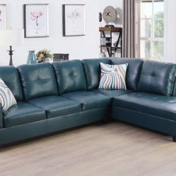 OBO Delacourt 103.5" Wide Faux Leather Sofa & Chaise