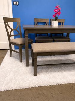 New Gray Dining Table Set with Bench $10 Down