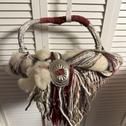 Western Indian Basket Suede & Wool with Silver Buckle southwestern Style