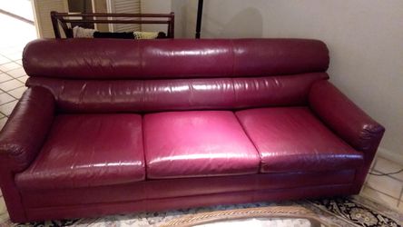 Red leather sofa