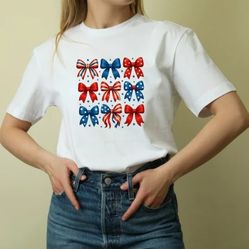 USA Flag Bows T SHIRT 