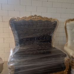 Black And Gold Loveseat 