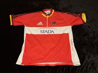 Mens XL Y2K Adidas Stada Deutschland Germany Red White Eagle Cycling Jersey