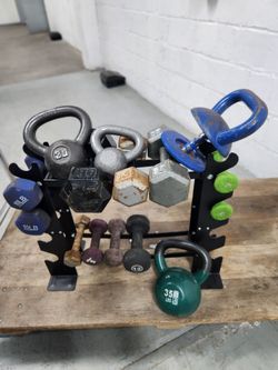 $120 rack +Dumbells+Kettlebels. Delivery for extra