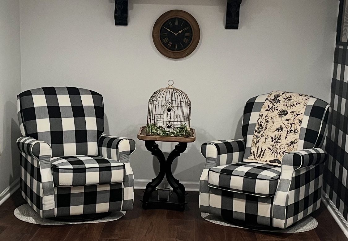 Delta Buffalo Plaid Glider Swivel Rocker Chair (2)