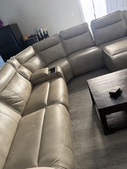 LEATHER BEIGE COUCHES