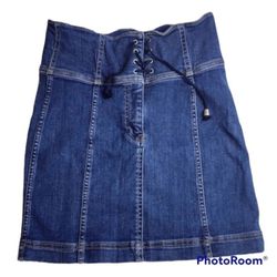 Free People Corset Denim Skirt size 2 color Blue Denim