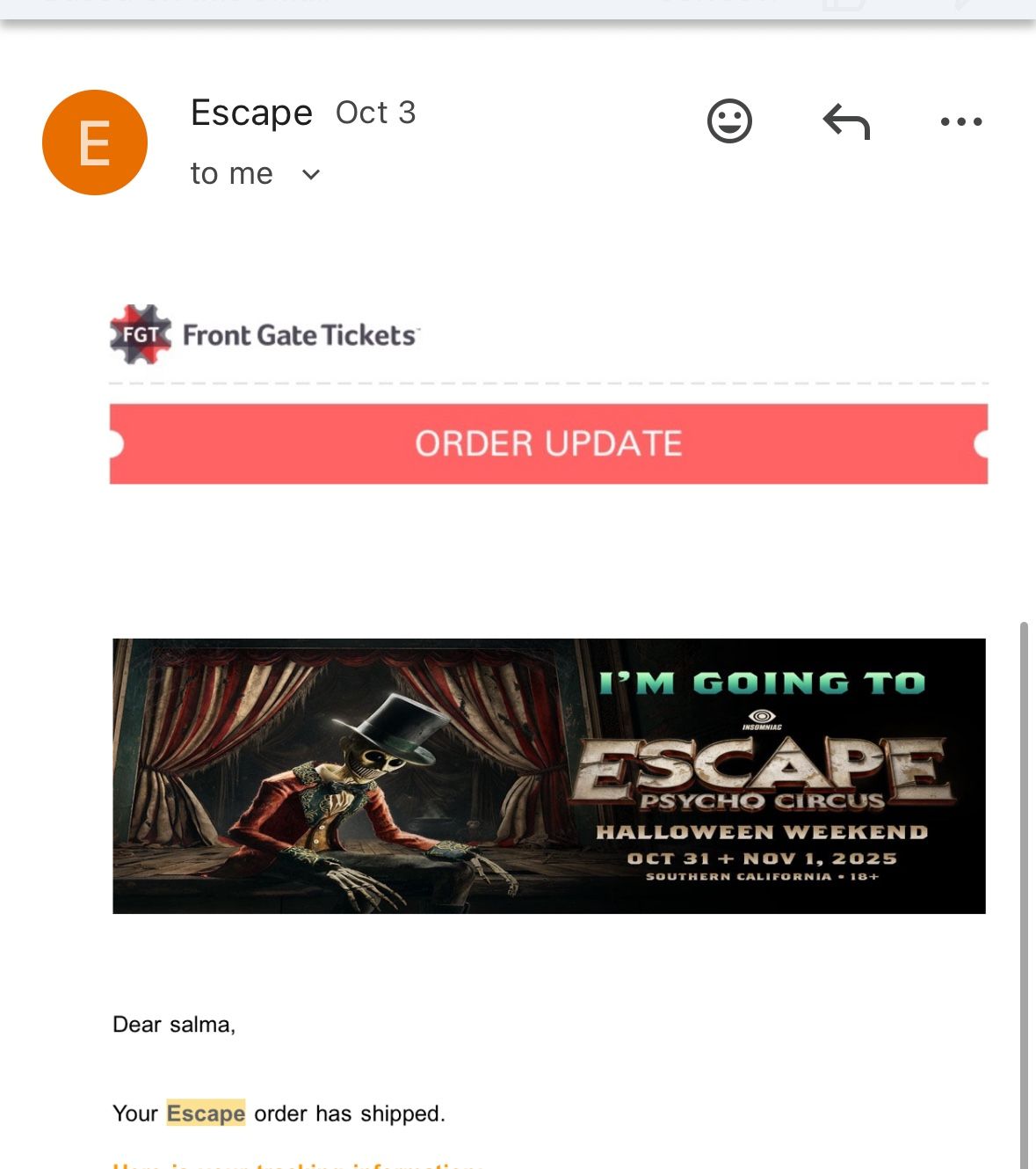 Escape 2025 Saturday Ticket