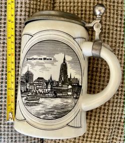 TK West Germany Lidded Beer Stein Mug w/ Metal Lid Frankfurt am Main