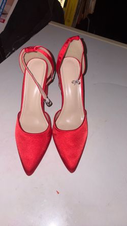 Red high heels, thick heel