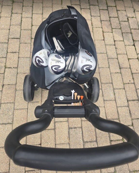 Golf clubs set, Golf bag with a hood, Foldable golf bag pushcart - Make an offer - OBO