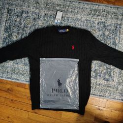 Black **Ralph Lauren Crewneck Sweater (Large) – NEW w/ Tags ($125 Retail)