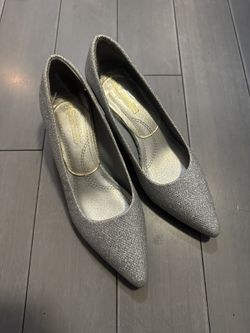Silver heels Size 6