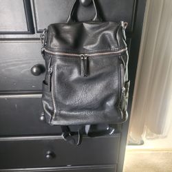 Black Leather Backpack 
