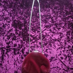 Dark red faux fur purse