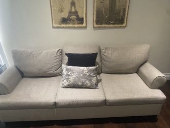 Beige Fabric 91” & 65” Track Arms Sofa