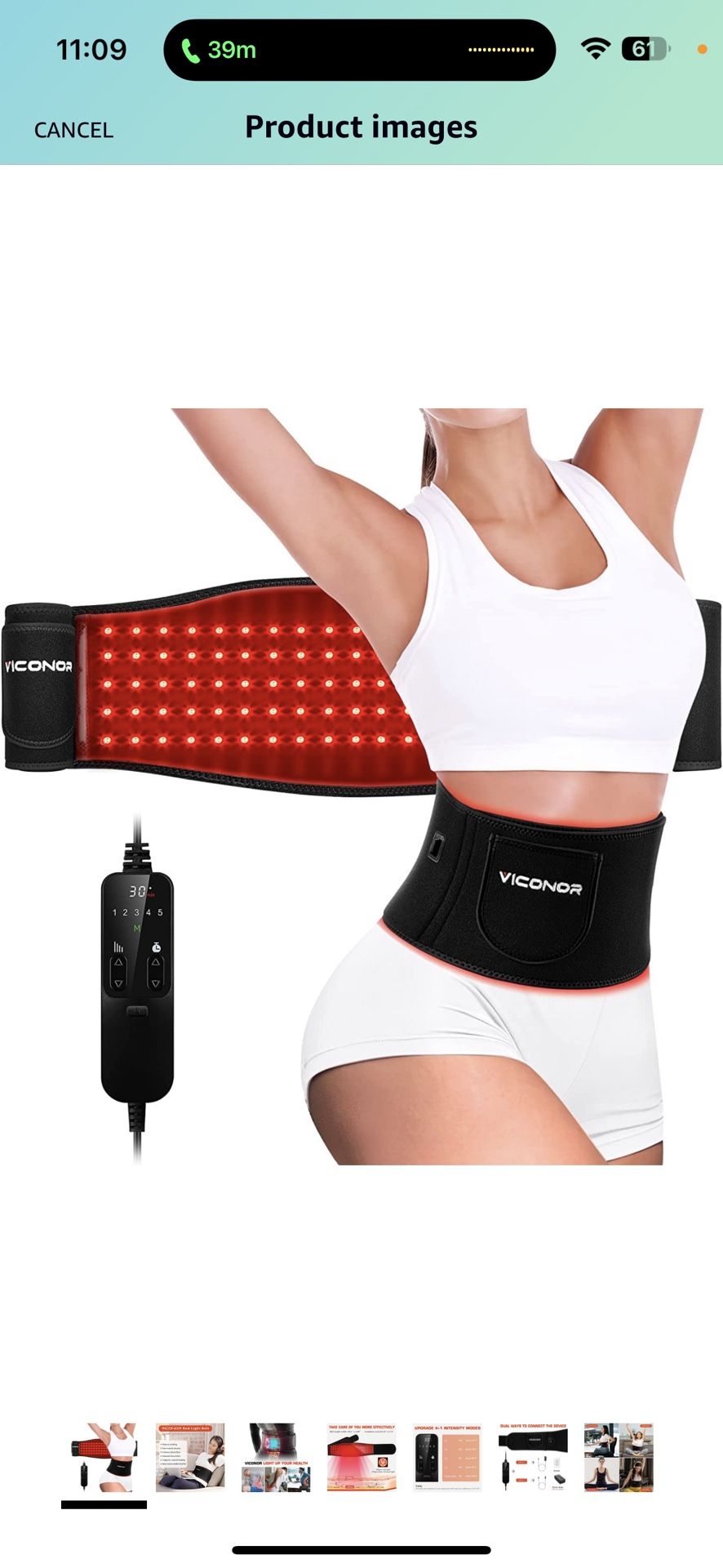 Red Light Belt for Body Weight Loss Nushape Lipo Wrap for Neck Back Shoulder Waist Knee Pain Father's Day Gift (Black, Large)