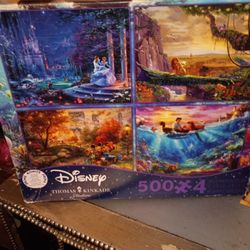 DISNEY THOMAS KINKADE 500PC/4 PUZZLES