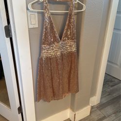 Pink Sequin Halter Dress- Women’s Size Medium