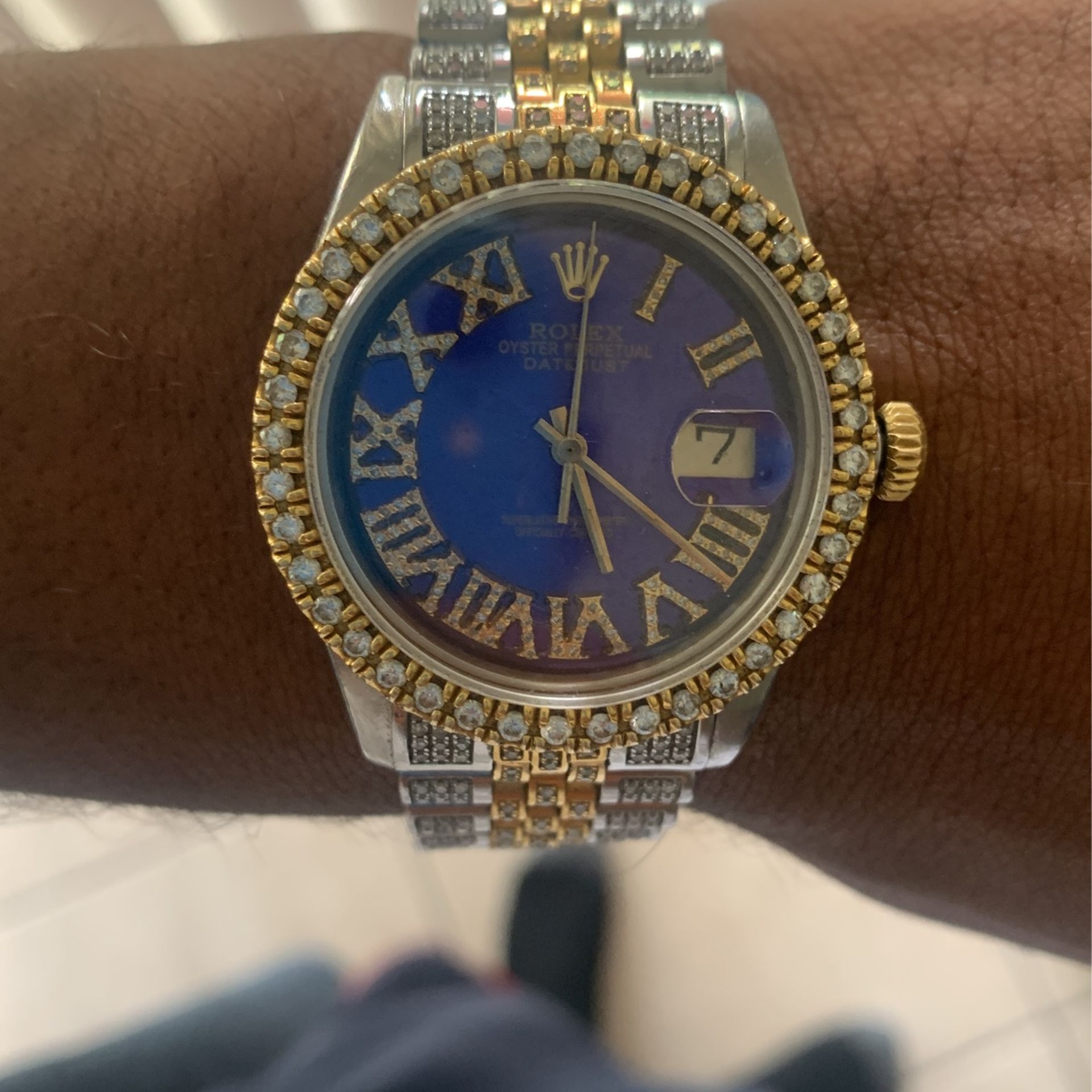 36MM ROLEX OYSTER PERPETUAL DATEJUST [BLUEFACE] BUST DOWN 