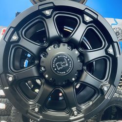 Big-Sale BLACK RHINO 17” 8x165.1 Wheels And 35x12.50-17 NITTO Ridge Grappler Tires  For RAM. Chevy. GMC. Hummer. 8-Lug (We Finance)
