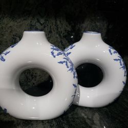 Set Of Two ceramic candle holders  Or Vase Modern Decor 