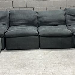 Dark Grey Modular Sectional Couch Sofa Dual Ottoman 