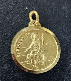St. Peregrine Gold-Tone Religious Medal Pendant
