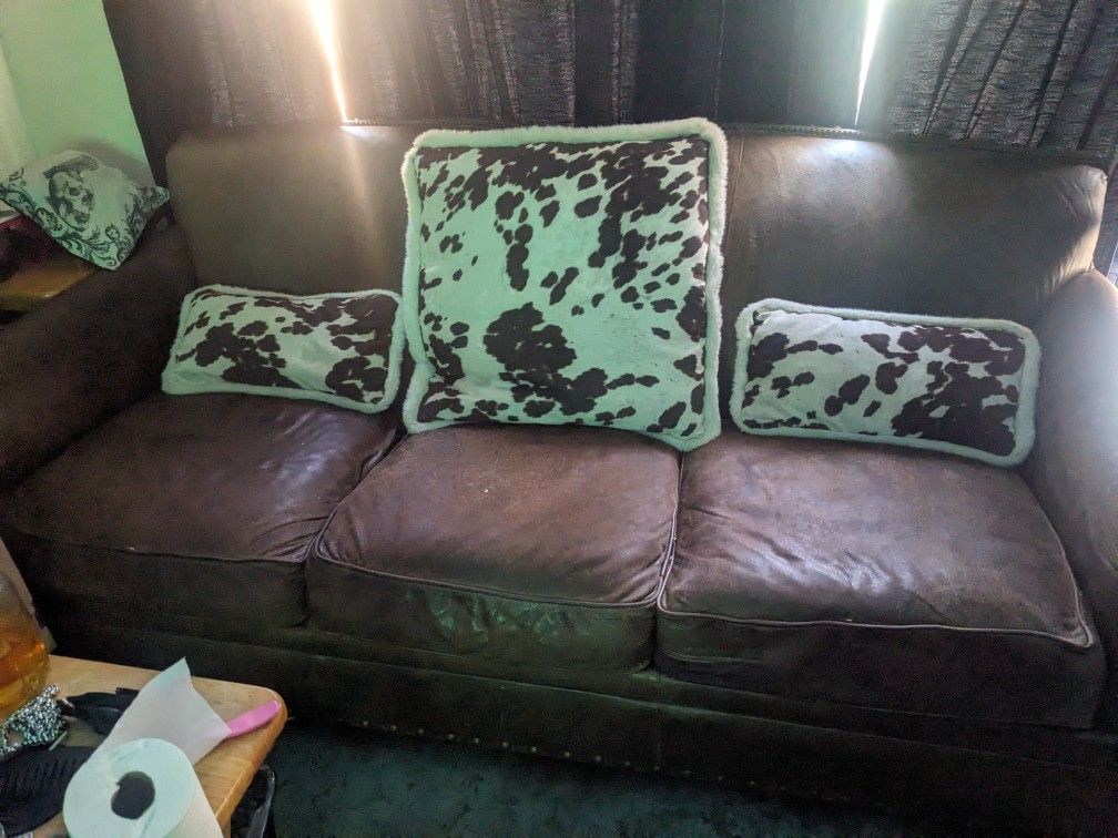 brown leather couch