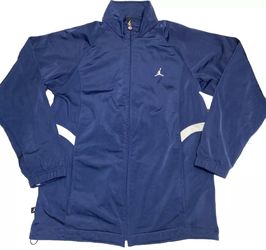 Mens Medium Navy Blue/White Jordan Jumpman Basketball Zipper Up Track Jacket
