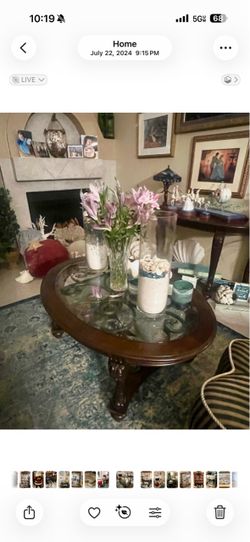 Darkwood 3-piece living room glass table set