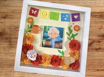 Memorial Shadow Box, Memory Shadow Box, Custom Marigold Picture Frame  Cajas para ofrendas