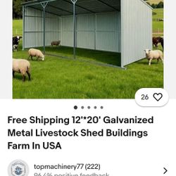 Galvanizaded Metal Livestock Shed New