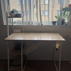 Desk: White And light Brown 