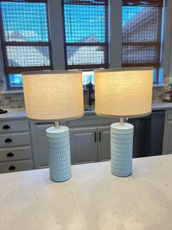 Brand New Set of Blue Ceramic Table Lamps