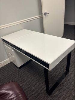 Black and white office desk