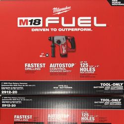 New! Milwaukee M18 Fuel 1” SDS PLUS Rotary Hammer Drill. Tool Only. 2912-20