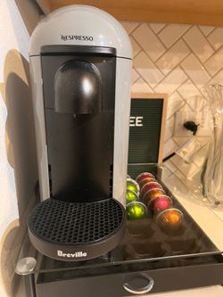Nespresso Vertuo Coffee & Espresso Machine by Breville + Glass Capsule Storage Drawer – Gray