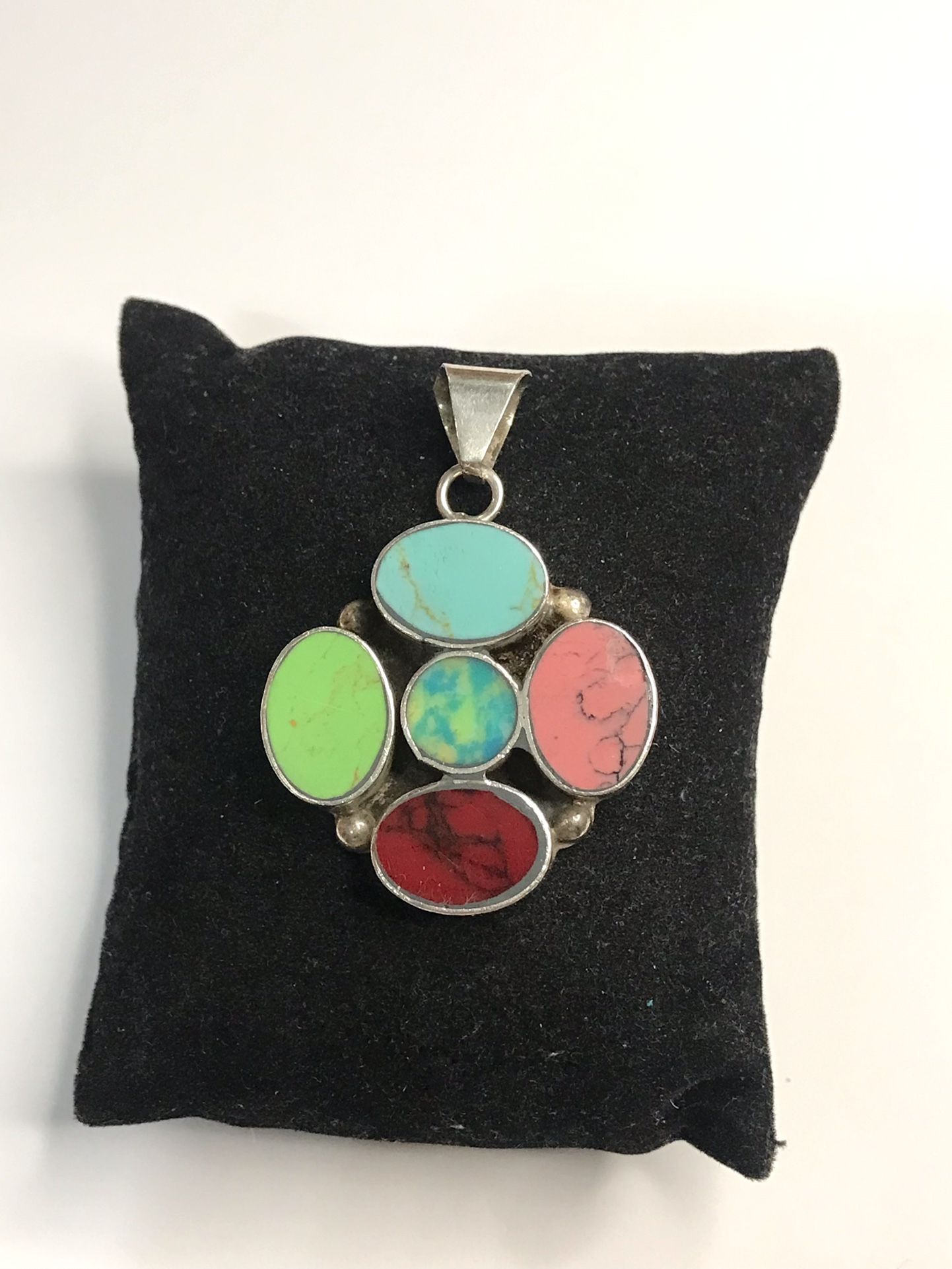 925 Sterling silver Colorful Inlay Ladies Pendant 