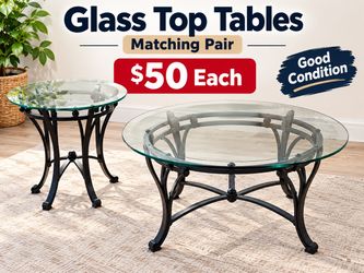 Glass Top Coffee Table & Side Table