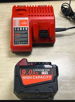18V 9.0Ah Replacement for Milwaukee MK18 Battery and Charger Kit, Compatible with Milwaukee 48-11-1850 48-11-1840 48-11-1890 48-11-1815 MK12 MK18 Cord