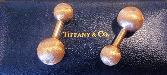 Vintage Tiffany & Co. 14k yellow gold ball dumbell cufflinks w box