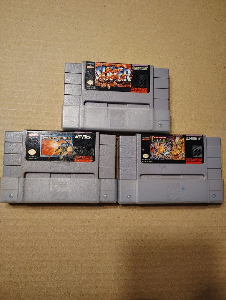 Super Street Fighter 2 + Super Adventure Island + Mechwarrior Games Super Nintendo Snes