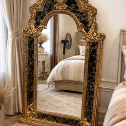 Antique golden black mirror