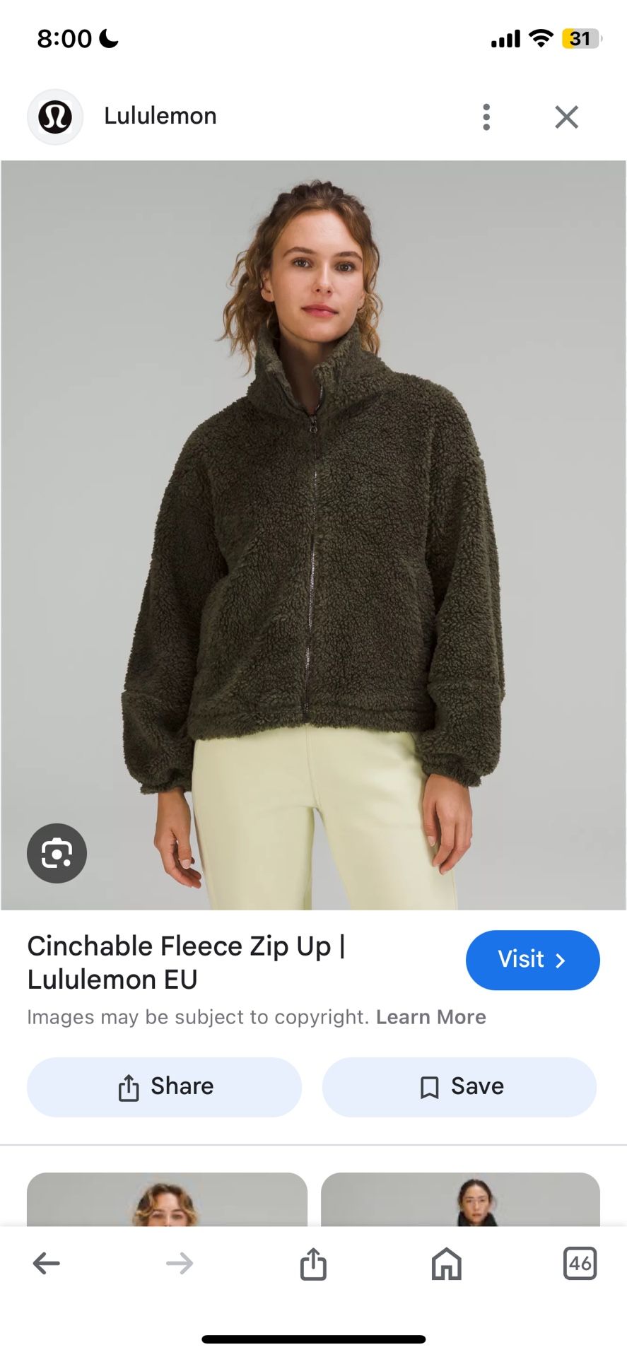 Black Lululemon Cinchable Fleece Zip Up